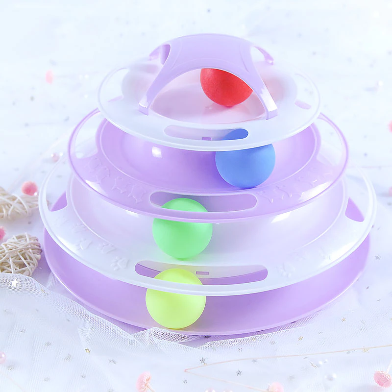 Three Levels Pet Cat Toy Tower Tracks Disc Cat Intelligence