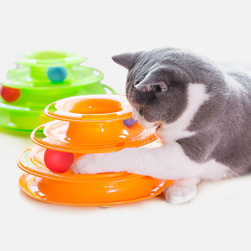 Three Levels Pet Cat Toy Tower Tracks Disc Cat Intelligence